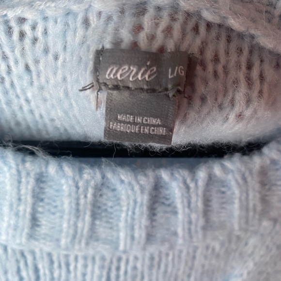 Aerie Oversized Cable Knit Sweater Light Blue - Picture 3 of 4